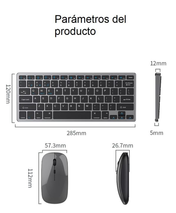 Teclado y Mouse Inalámbricos Recargables (USB y Bluetooth) - Image 3